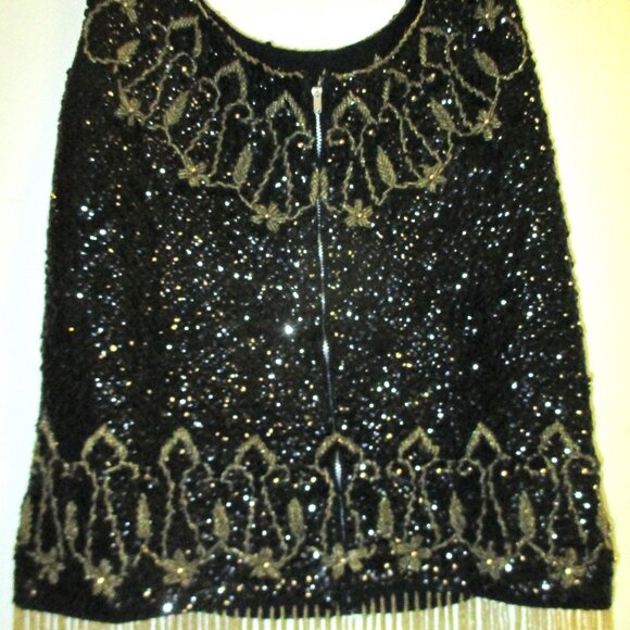Shirt - Vintage Hand Beaded in Hong Kong  Women's Black Dressy Tank Top - Picture 8 of 13